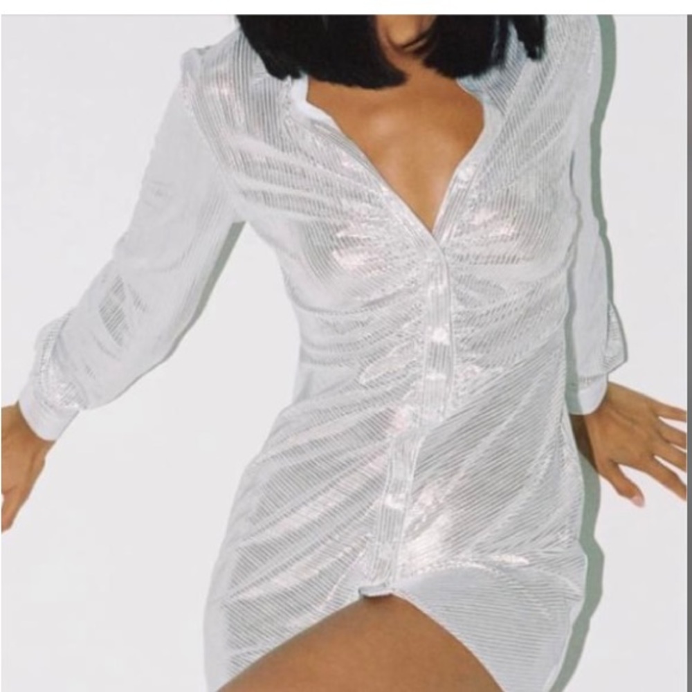 Princess Polly silver long sleeve dress, never worn, XS